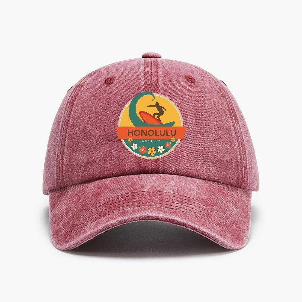 Vintage Distressed Washed Headwear Baseball Cap Surfing Honolulu Hawaii USA Flag hat Unisex Adjustable hats