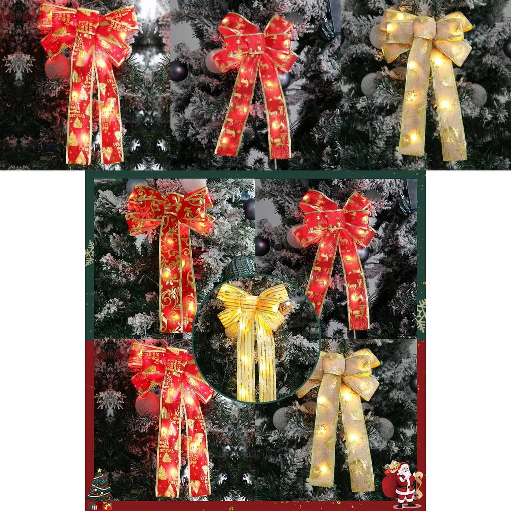 Tree Christmas Exquisite Lighted Bow Hanging Decoration In Classic American Style