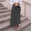 Women Zip-up Waist Casual Polka Dots Print Irregular Ruffled Pleated Skirts