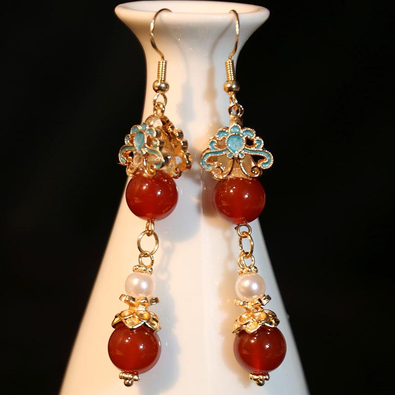 

Красные серьги с кисточками: Ханьфу и Ципао Свадебные украшения