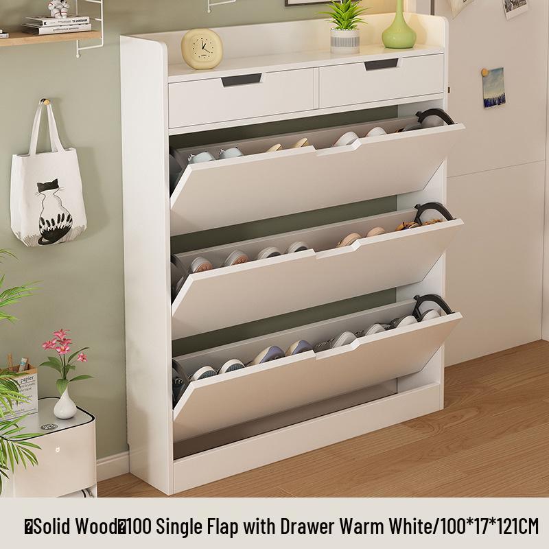 Zapatero Ultra Fino con Tapa abatible: Almacenamiento de Madera Moderno y Espacioso para Entrada o Balcón