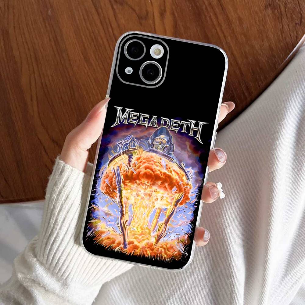M-Megadeth Logo For IPhone 11 12 13 14 15 16 17 Pro Max Plus 13 Mini Silicone Soft Transparent Back