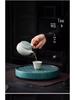 Round Ceramic Tea Tray: Chinese Retro Kung Fu Tea Set, Dual-Use Dry & Wet Brewing Table with Water Storage.