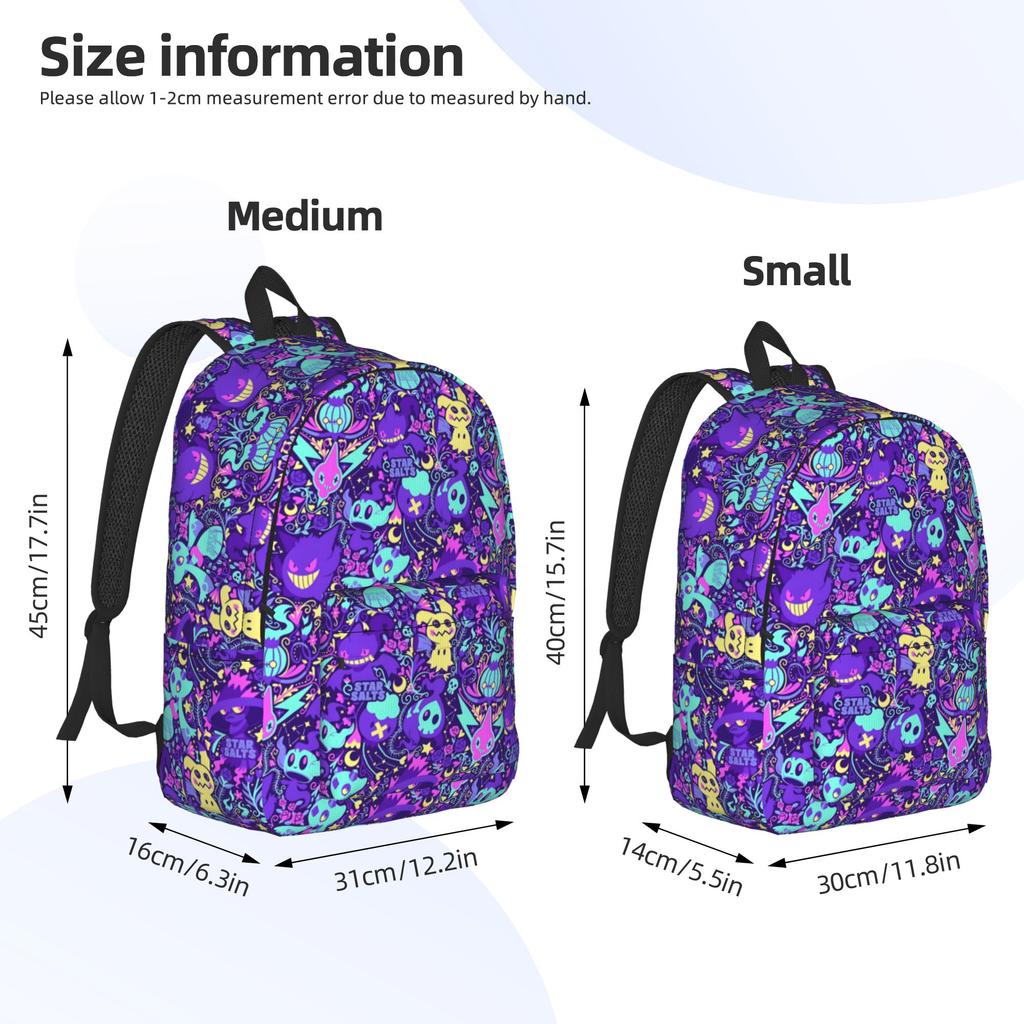 Fashion Pokemon Gengar Backpack  Mochilas Solid Outdoor Large Capacity Rucksack