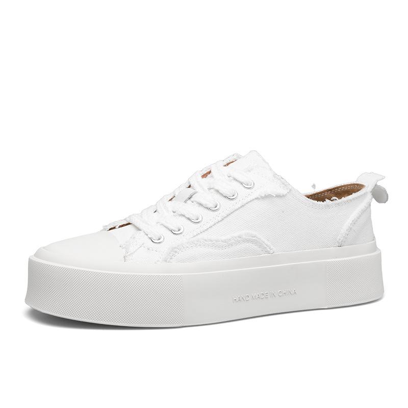 

Little white shoes board shoes spring and autumn new versatile men s shoes breathable cloth shoes small square head platform casual shoes beggar canv 44