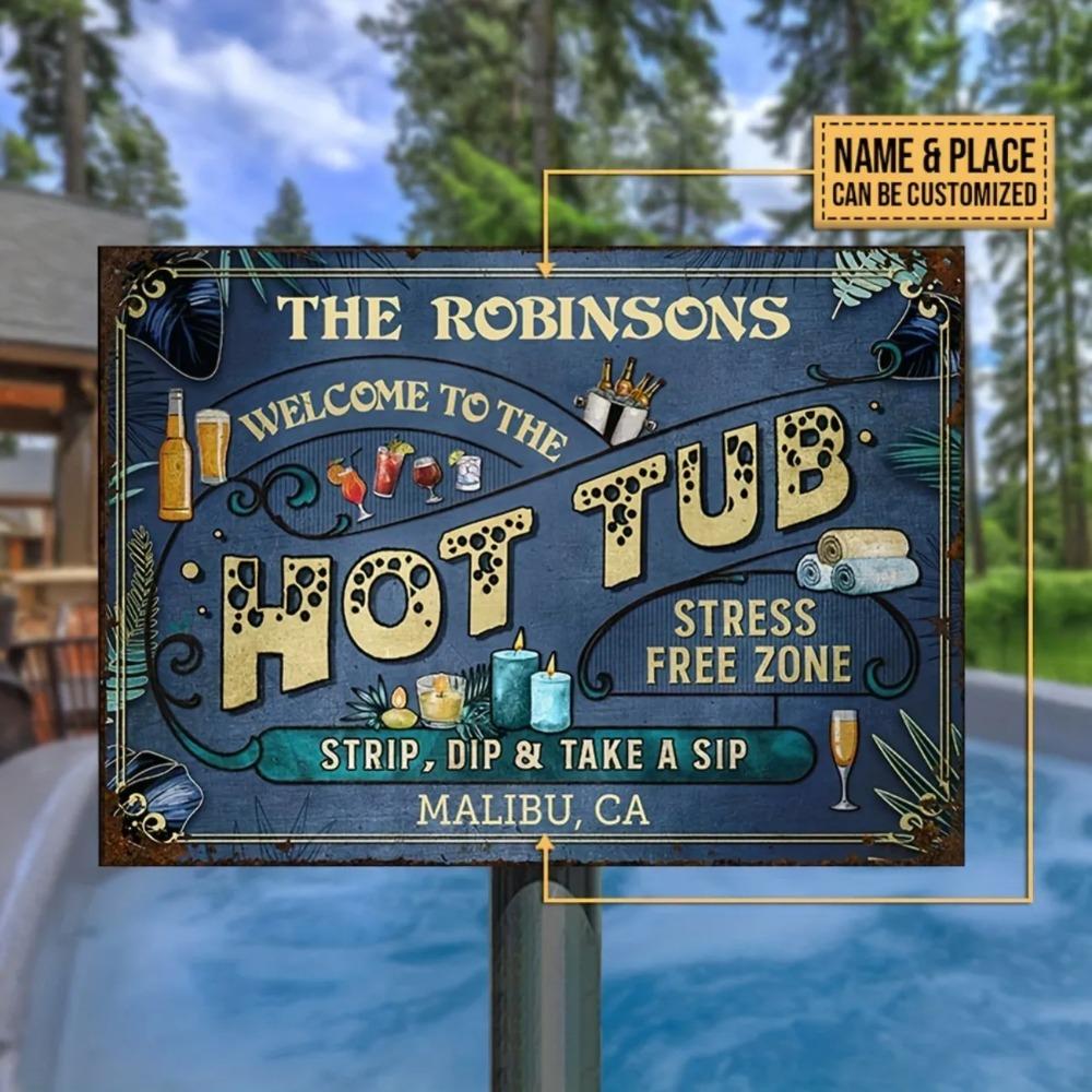 Custom Spa Welcome Metal Sign Waterproof Home Decor