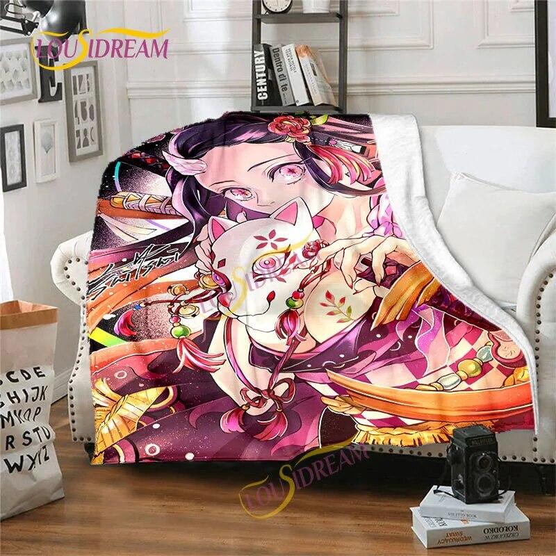 

Убийца демонов Nezuko 3D аниме японское одеяло с героями мультфильмов детское фланелевое декоративное покрывало для кровати, покрывало для дивана, покрывало 125x150cm 50x60inch