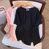 Plus Size Loose-Fit Mid-Length Short-Sleeve Round Neck T-Shirt for Women (Sizes 200/300/350 jin) 7163