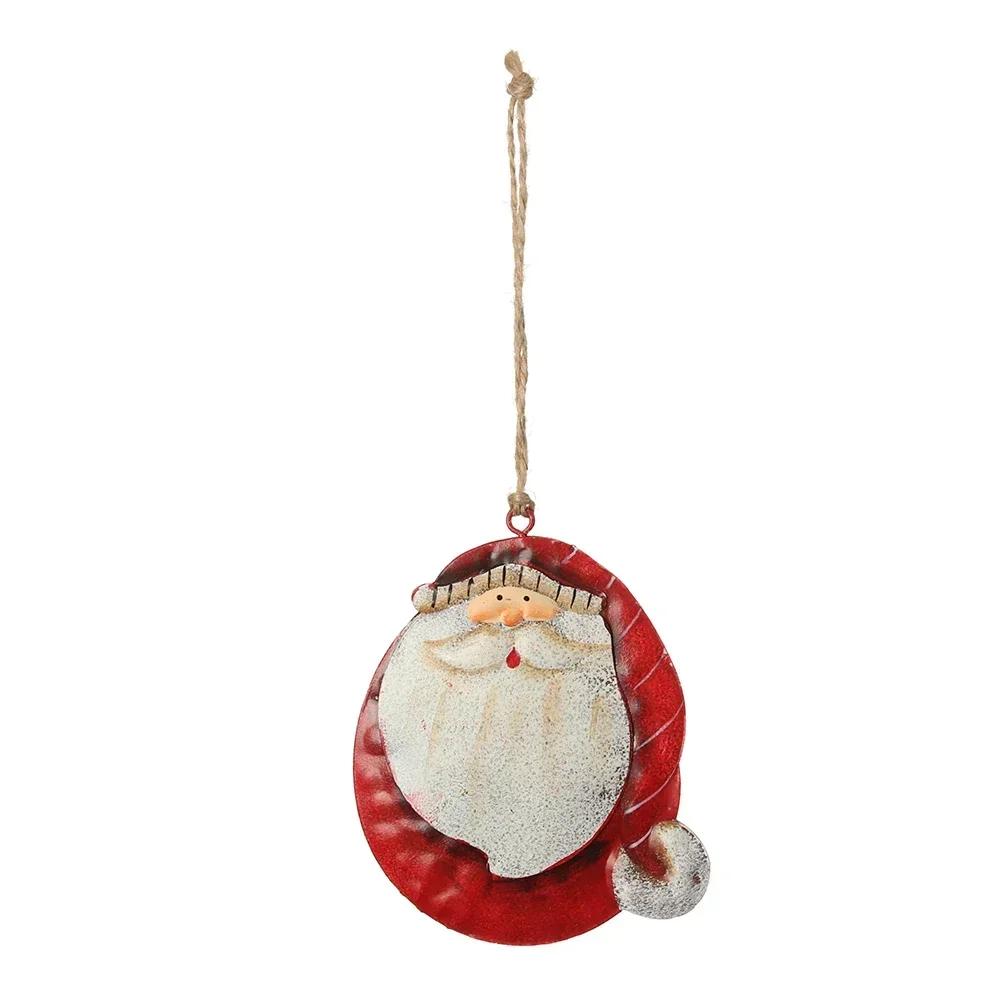 Retro Metal Festival Supply Xmas Tree Embellishment Cartoon Angel Christmas Decorations Santa Claus Hanging Pendants