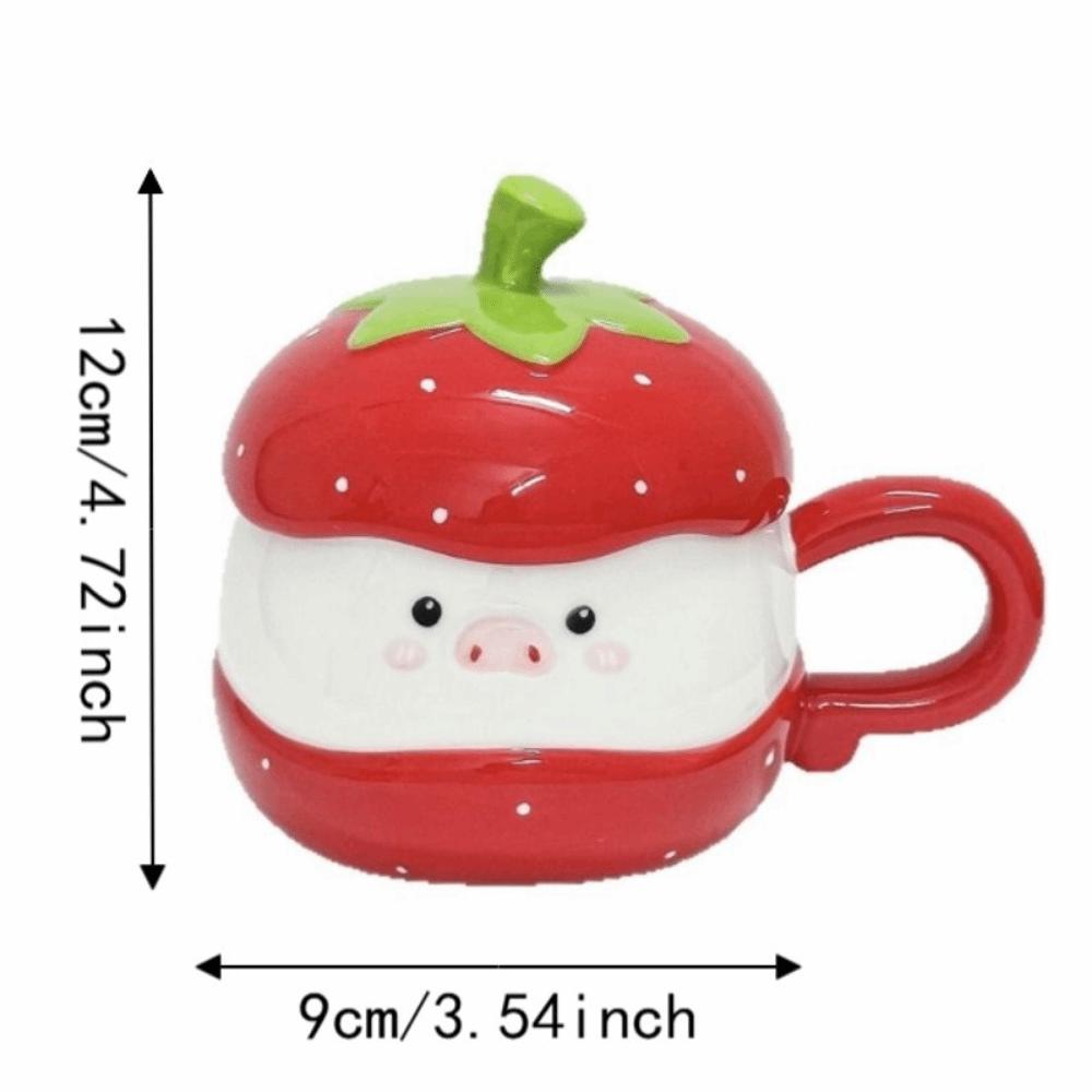 Cute Ceramic 3D Pig Mug Creative Strawberry Pig Breakfast Mug Cartoon Pig Mug Gift Giving
