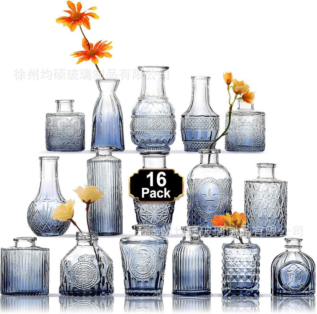 Clear Bud Vases Bulk Small Flower Vases for Wedding Decor Glass Vintage Bottle Set for Centerpieces Home Decor Bottles