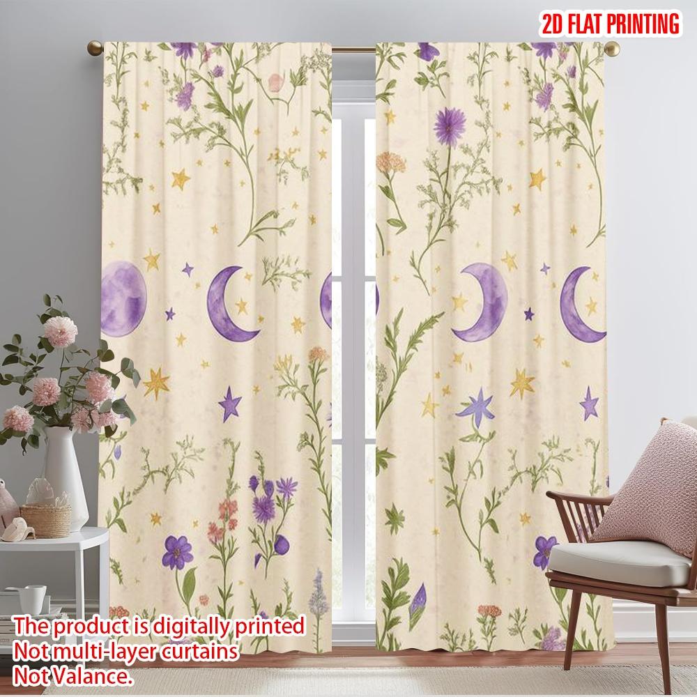 

2pcs,2D plane printing Print Curtains Lunar Blooms Durable Polyester (without rod) Versatile All for Living Room, Bedroom, 52.50×116.00 CM 2pcs