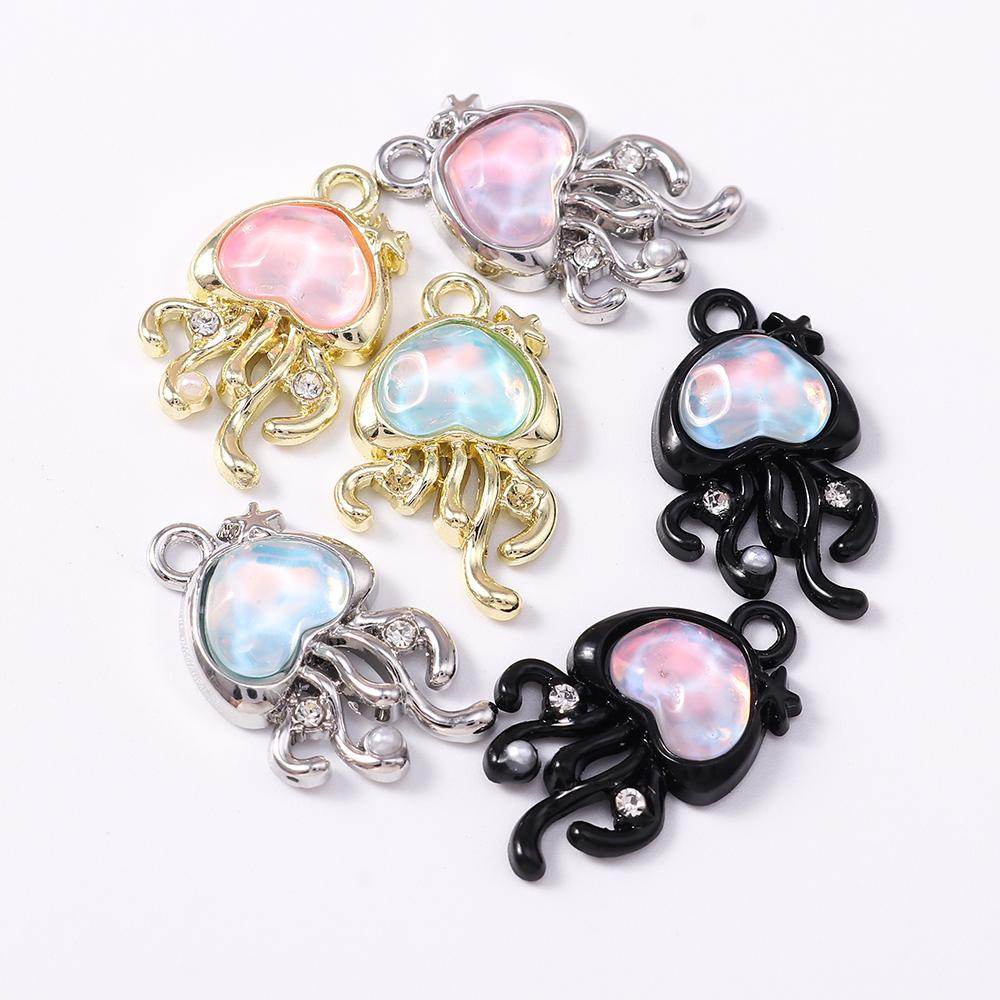 5 Stück Süße Kristall Zirkonia Quallen Anhänger für Schmuckherstellung Halskette Ohrringe Armband DIY Handgemachter Schmuck