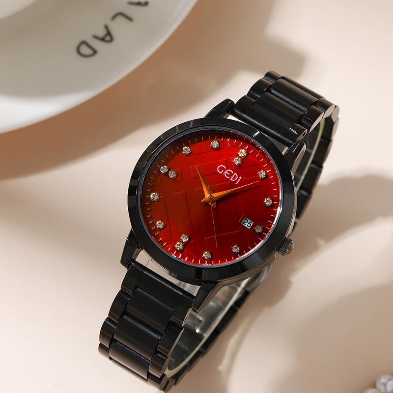 Fashion Calendar Steel Belt Quartz Watch Ladies Rhinestone Niche Light Luxury Personality Student Watch