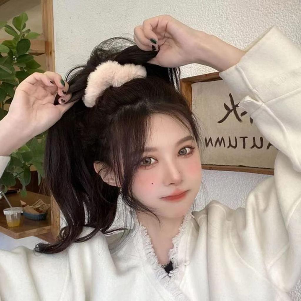 HAPVITAL of Hair Hair Hair Adult Faux Rabbit Fur Elastic Hair Fluffy Ponytail Holders for Women or Gift (Set 7) Accessories, Ties, Scrunchies, Bands,