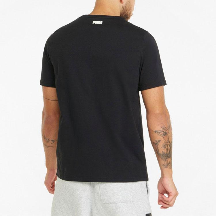 Puma Dylan Court Pattern Printed Sports Short Sleeve T-Shirt Men T-Shirts Black 532730-11