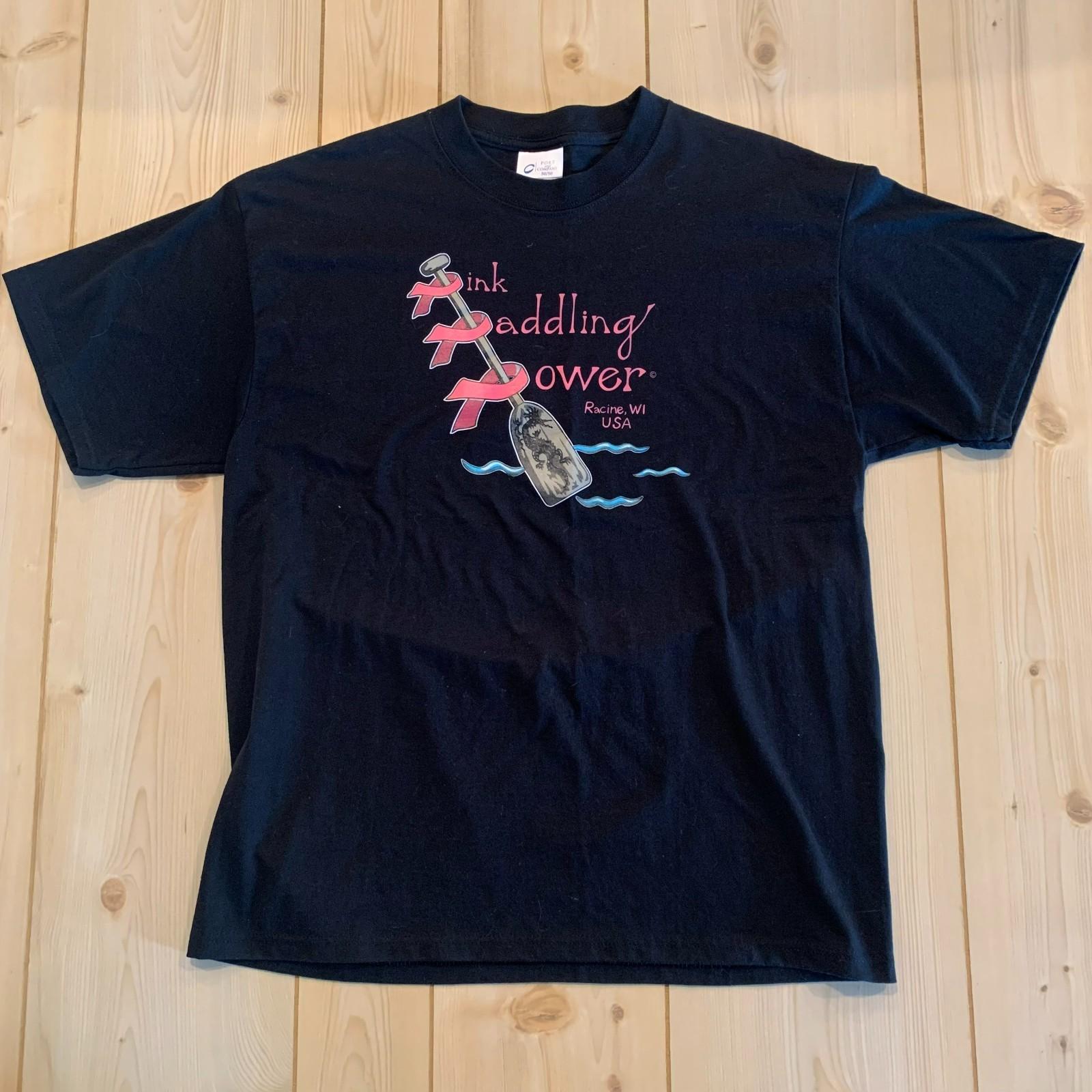 Breast Cancer Awareness Ribbon Pink Paddling Power Dragon Boat Racing T-Shirt L Unisex T-Shirt XXXXL