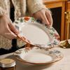1pc Thickened Ceramic Plates Household Exquisite Noodle Bowls Chinese Ceramic Fruit Salad Plates Kitchen Tableware Accessories