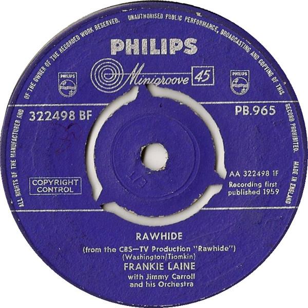 

7inch Record FRANKIE LAINE JIMMY CARROLL HIS Rawhide PB965 Philips UK CountryFolk Used