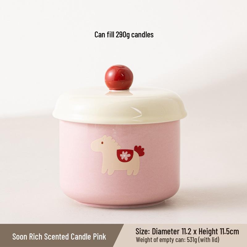 250ml Happy Candle Cup - Empty Aroma Diffuser, Wide Mouth Ceramic Candle Holder & Ornament