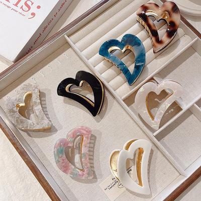 Elegant Heart-Shaped Acetate Hair Clip - Versatile, High-End Hair Accessory