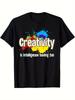 Designed for TeenagersUnisex for Artist Creativity Quote Graphic TShirt Black with Yellow Text Colorful Paint Splatter D