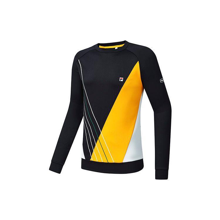 

FILA Athletics Basic Crew Neck Color Block Tennis Knit Pullover Long Sleeve Sweatshirt Men sweatshirt Dark-Blue A11M243206F-NV XL