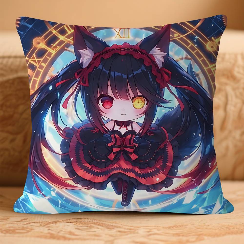 Tokisaki Anime Kurumi Kissenbezug Abnehmbarer Waschbarer Kissenbezug – Ganzjahresweiches Leinen