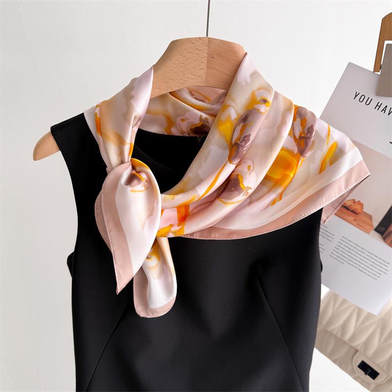 Luxury Print Small Square Scarf Simulated Silk Thin Neck Scarf Fashion Sunscreen Headscarf Women 70x70cm Neckerchief Headband
