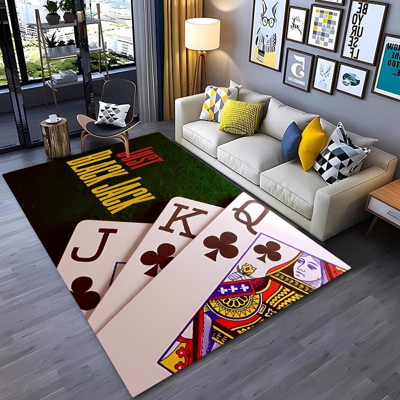 

Poker Theme Carpet Anti-slip Soft Area Rug for Living Room Bedroom Hallway Long Strip Alfombra Home Decor 40x60cm (16x24in)