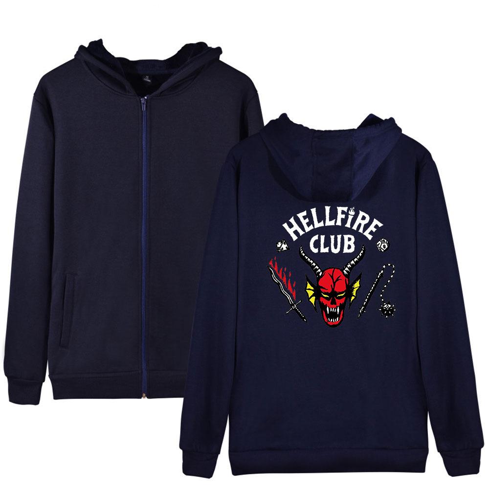 NEW Fashion Stranger Costume HOODIES Casual Hellfire Club Printed Hoodie Men Women Sweatshirts with Zipper