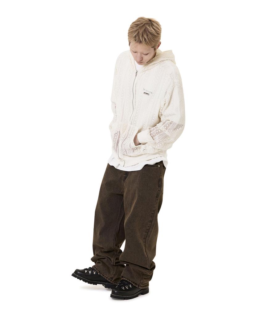 Openyard(Oy) Logo Crochet Hoodie Zip Up - Ivory