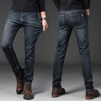 קיץ ג'ינס דק גברים ישר רגל Slim Fit מכנסיים קז'ואל אלסטיים