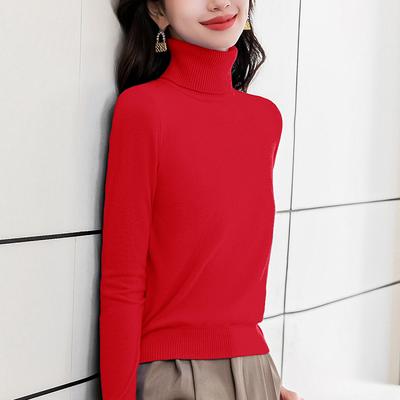 Rollkragen-Basisshirt für Damen im Herbst und Winter Revers-Pullover Neues Strickoberteil