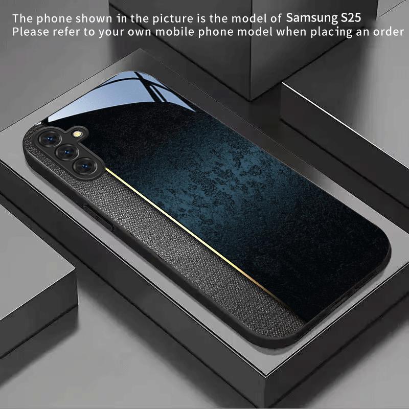Dark gray gold line pattern glass phone case suitable for Samsung Galaxy S26 S25 S24 S22 S21 S20 FE/Ultra/Plus anti drop