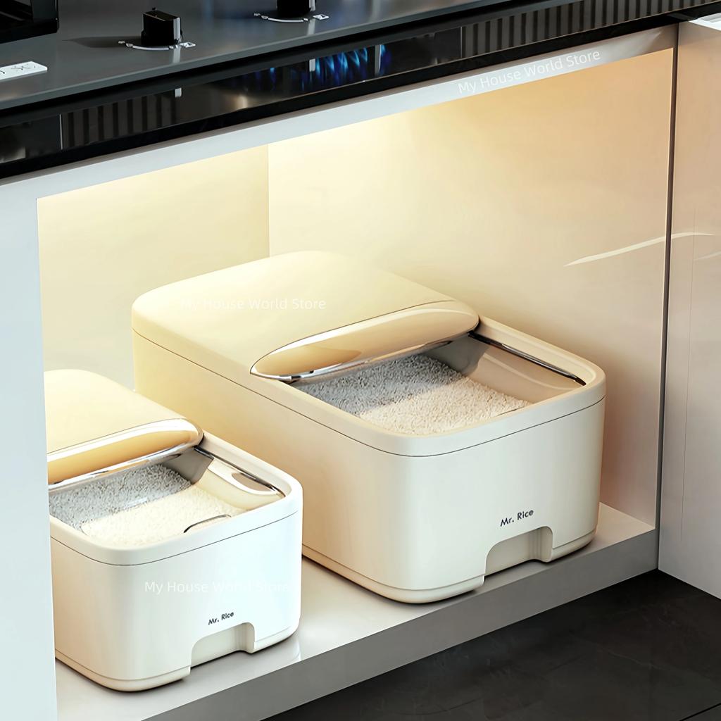 5/10KG Rice Storage Box Grain Sealed Jar Insect Proof Moisture Proof with Sliding Cover Rice Containers Kitchen Rice Storage Box