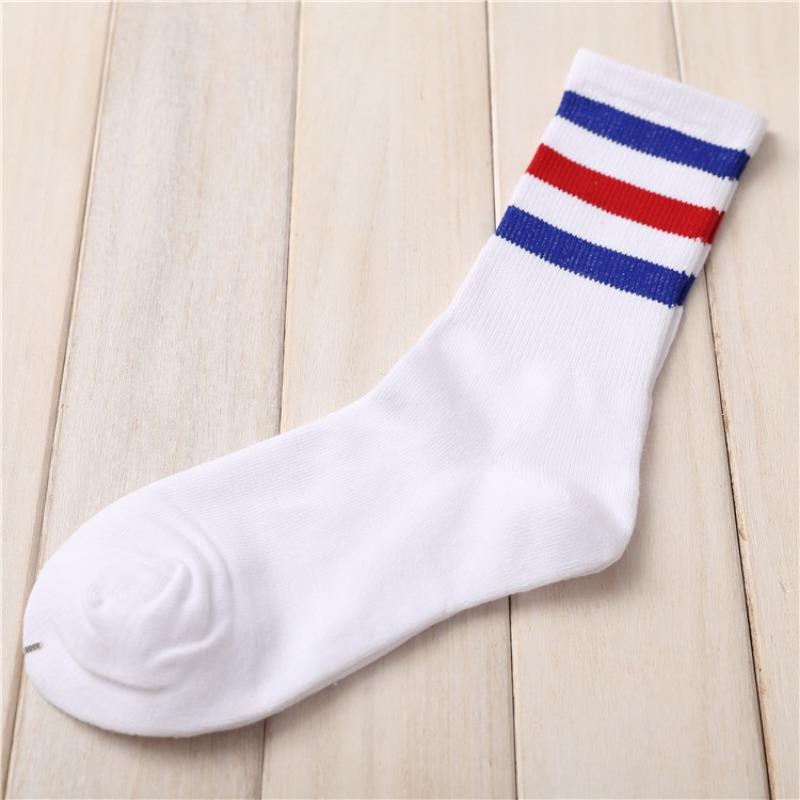 

Женские весенне-осенние спортивные удобные дышащие студенческие гольфы с тремя полосками 1 pair красный/синий