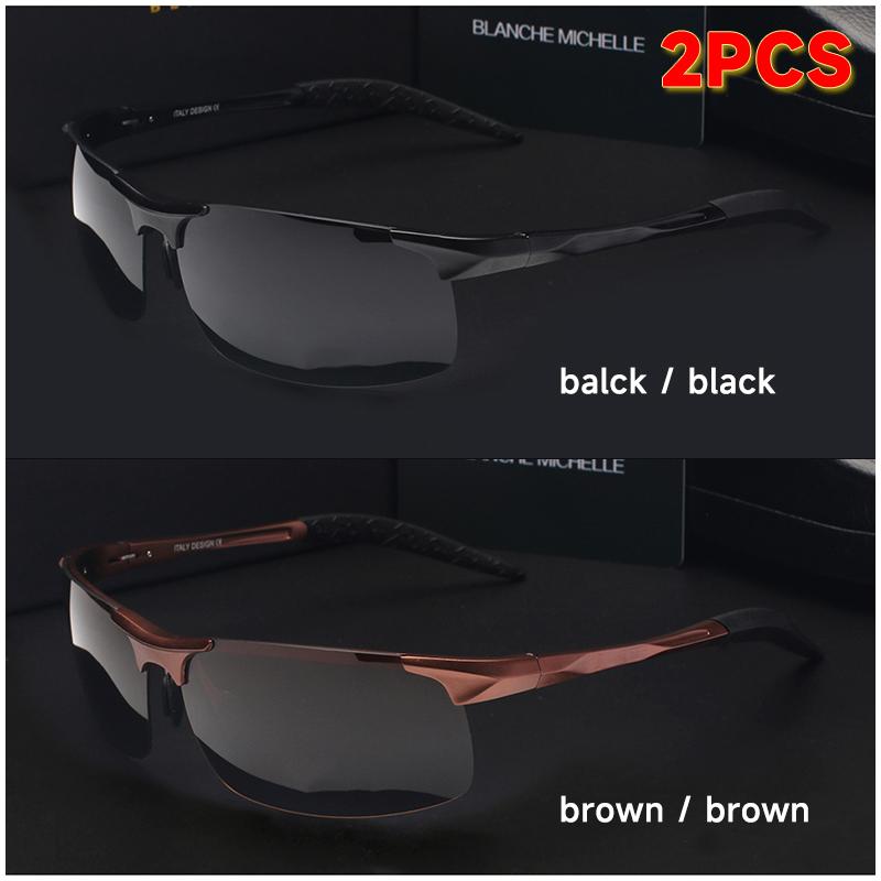 Ultra Light Aluminum Magnesium Sport Sunglasses Men UV400 Gold Rectangle Driving Sun Glasses Outdoor
