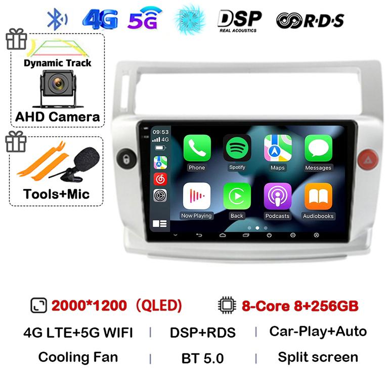 Android 14 Carplay Auto For Citroen C4 C-Triomphe Quatre 2004-2014 Car Radio Multimedia Video Player Head Unit Stereo 360 Camera