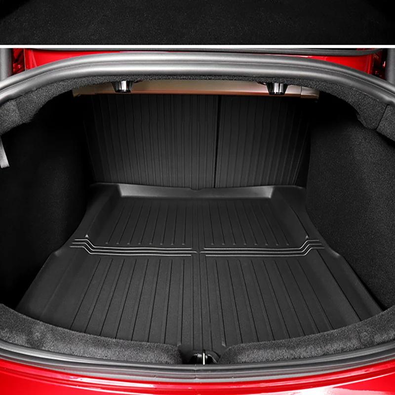 Tapetes de Porta-malas para Tesla Novo Modelo 3 Highland 2024 TPE Impermeável Resistente ao Desgaste Almofada de Pé Tapete de Porta-malas Dianteiro Traseiro Acessórios para Carro