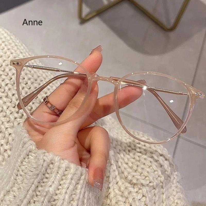 Ultralight Round Myopia Glasses for Women Retro Brown TR Frame Prescription 0 -4.0 Blue Light Blocking