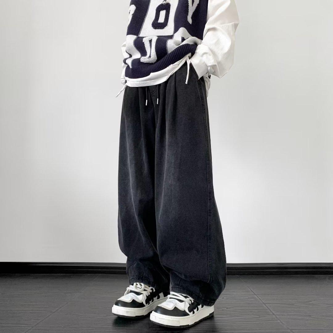 

Мужские модные осенние джинсы свободного кроя с эластичной талией L чёрный