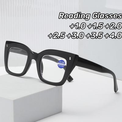Thick Large Frame Reading Glasses Fashionable Rainbow Color Anti Blue Light Presbyopia Glasses for Women Clear Lens Eyewear