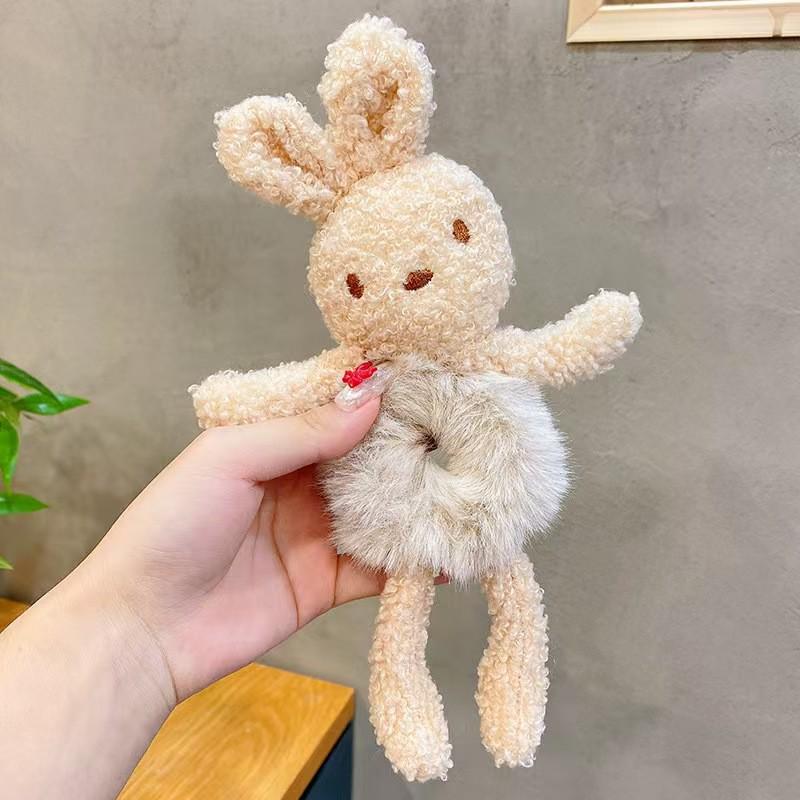 Adorable Bear Hug Cartoon Plush Hair Tie - Women's New Style Ponytail Rubber Band Hair Accessories 2025
