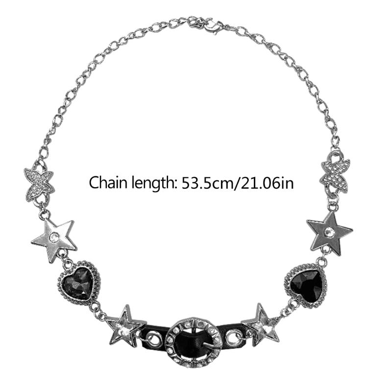 Herz Stern Strass Stein Halskette Kette Süß Cool Schlüsselbein Kette Halskette Schmuck Punk Choker Einzigartiger Anhänger Halskette