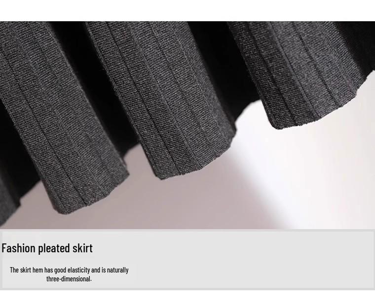 Women's Wool Knitted Pleated A-Line Skirt – Perfect for Autumn and Winter