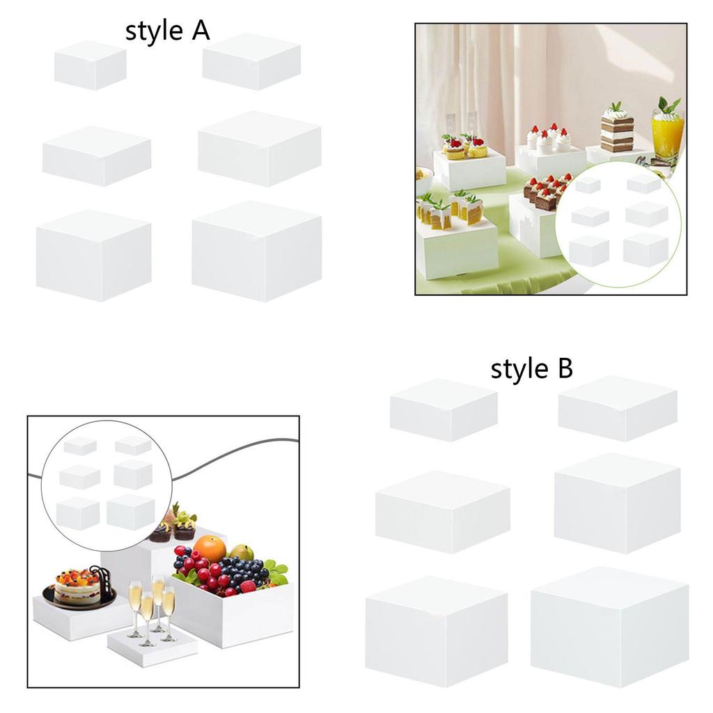 6x Display Riser Box, Table Stand Food Riser ,Nesting Riser Stands Hollow Cake Display Stand,