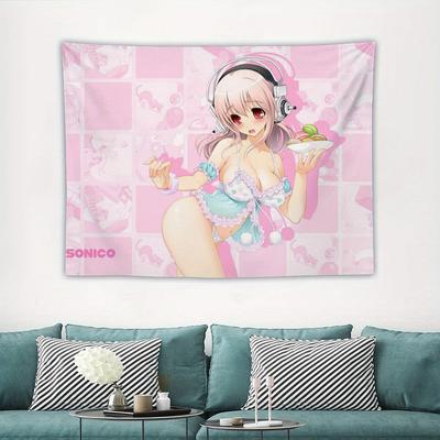 Anime Japonais Jeu Super Sonico Graphique Mignon Dessin Animé Tapisserie Décoration de Chambre Décoration de Maison Accrochage Mural de Chambre Tissu