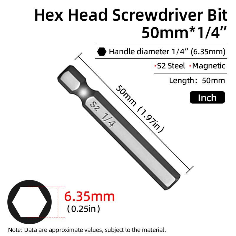 50mm hexagonal șurubelniță biți Imperial magnetică hexagonală Allen cheie burghiu biți inch 5/64-5/16 șurubelniță burghiu electric scule de mână