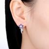 Earring S925 Silver Blue Zircon Flower Earrings Purple Zircon Women's Delicate Jewelry Anniversary Fine Gift